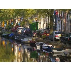 Boats and Buildings Along the Canal Belt, Amsterdam, Netherlands 