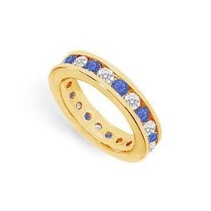  and Blue Sapphire Eternity Band  14K Yellow Gold 2.00 CT TGW Jewelry