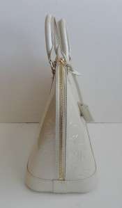 Authentic Louis Vuitton Vernis Blanc Corail Alma PM Tote Handbag Purse 
