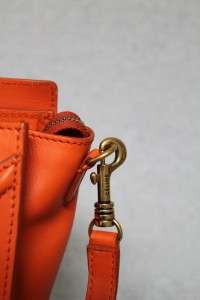 Celine Nano Vermilion Orange Smooth Leather Luggage Messenger Bag New 
