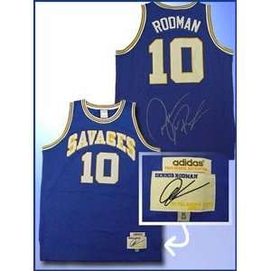    Dennis Rodman Signed Authentic Savages Blue Jersey 