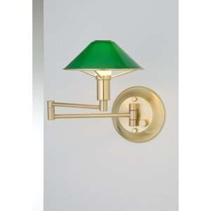 Brushed Brass Green Glass Swing Arm Wall Light