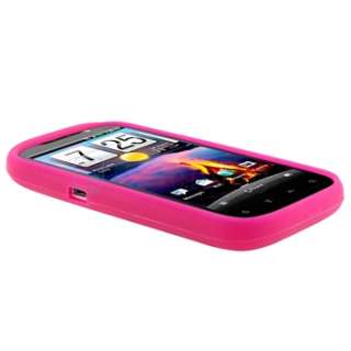 For T Mobile HTC Amaze 4G 4pc Silicone Black+White+Blue+Pink Gel Case 