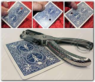 MOVING HOLE MAGIC TRICK PUNCH & BLUE BICYCLE CARD GIMMICK HOLLOW NEW 