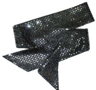    Black w/ Silver Sequin Sash Belt / Hair Tie / Scarf Clothing