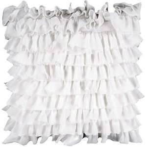  18 Winter White Tulle Ruffle Tiered Decorative Throw 