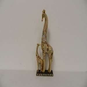   Mosaic Style Giraffe and Baby Statue Figurine Art Deco