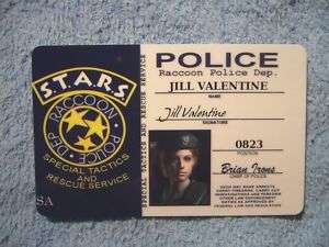 Resident Evil S.T.A.R.S ID Card RPD Jill Valentine Prop  