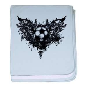  Baby Blanket Sky Blue Soccer Ball With Angel Wings 