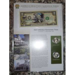  New HOT Springs Park Commemorative $2.00 Us Bill and Quarter 