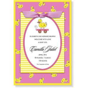   Shower Invitations   Shes Ducky Lil Quacker Pink Bow Invitation Baby