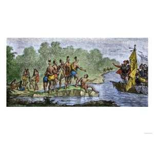 Columbus Hospitable Reception by Guacanagari, c.1492 Giclee Poster 