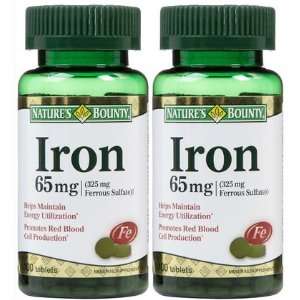 Natures Bounty Iron 65 mg Ferrous Sulfate Tabs, 2 ct (Quantity of 4)