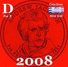 2008 D Andrew Jackson Presidential Dollar ~ Pos B ~ From U.S. Mint 