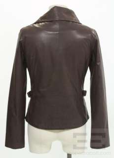 Andrew Marc Maroon Leather Asymmetric Zip Jacket Size Extra Small 