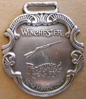 Silver Winchester rifles pistol arms watch fob #K80  