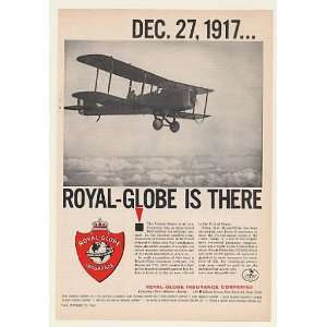  1961 Royal Globe Insurance 1917 War Plane Print Ad (51273 