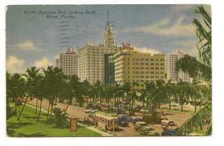 MIAMI FL Hotel Biscayne Blvd South Vtg 1955 Car Trucks  