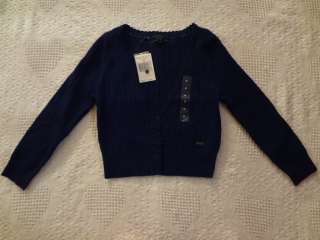 Guess Los Angeles Womens Cardigan Sweater Navy Blue Knit Short Size 