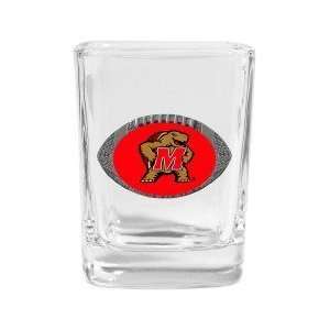 Set of 2 Maryland Terrapins Football Square Shot Glass   NCAA College 