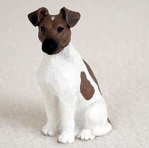 Fox Terrier Mini Resin Hand Painted Dog Figurine Brown/White  