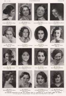 1931 Print Miss World Beauty Contest Participants form Europe  