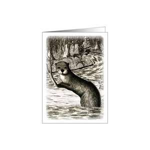 River Otter on Log Card