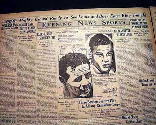 Early JOE LOUIS vs Max Baer Boxing Fight 1935 Newspaper  