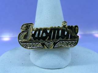   GOLD PLATED FLAT NAME RING W/ HREAT ANY NAME UP TO 7 LETTERS  