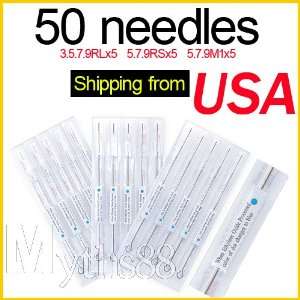 Tattoo supplies 50 needles mixed 10 size with ethylene oxide shipping 