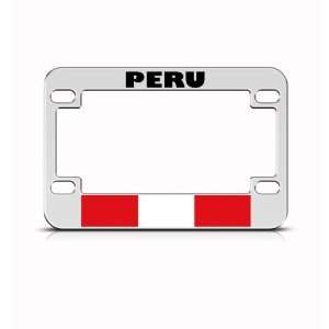  Peru Flag Metal Motorcycle Bike License Plate Frame Tag 