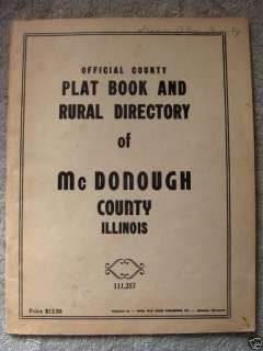 1950s McDONOUGH COUNTY ILLINOIS PLAT BOOK / DIRECTORY  