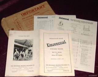 1943 UNIVERSAL PORTABLE MILKER BOOKLET & PARTS LIST  