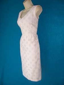ANTONIO MELANI White Cotton Sleeveless V Neck Cocktail Casual Dress 14 
