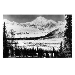  Alaska   Mt McKinley and Mt Foraka Travel Premium Poster 