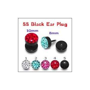  Blackline Crystal stone Ear Plug Piercing Jewelry Jewelry