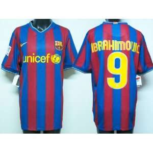  Barcelona home 09/10 # 9 Ibrahimovic size L soccer jersey 