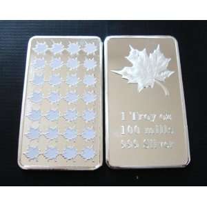   .999 Fine Silver Maple Leaf Art Bar *KromeProducts 