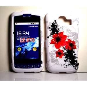 White with Black and Red Lilly Flower LG Optimus S LS670 Sprint Snap 