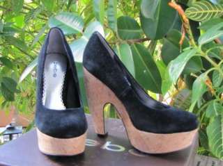 BEBE SHOES heel platform black FIONA SUEDE CORK 172960  
