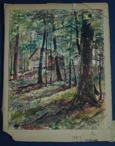 Vintage Cabin Woods Watercolor Appalachian E. Hoadley  