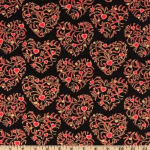   Wide Celebrate Hearts Black Fabric By The Yard Arts, Crafts & Sewing