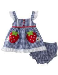 Youngland Baby Girls 2 pc Set Infant Strawberry Seersucker Sundress