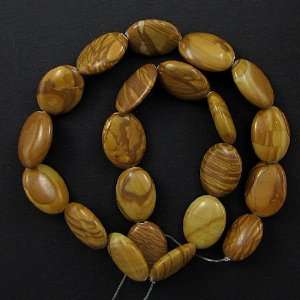  19 20mm wooden jasper flat oval beads 16 strand
