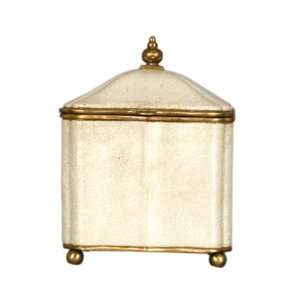  Pure White Crackled Box with Bronzed Edge, 8 in.