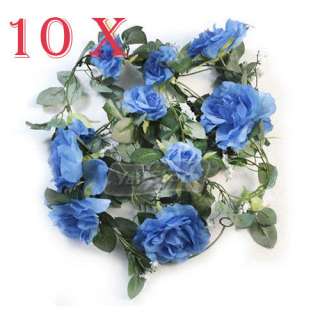 10 P Royal Blue Rose Garland Silk Wedding Flowers Decor  