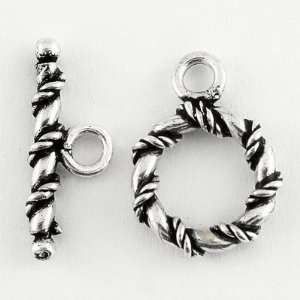  12mm Silver Plated Bali Style Twisted Round Toggle Clasp 
