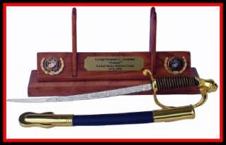 MILITARY SWORD LETTER OPENERS AND HARDWOOD DISPLAY  
