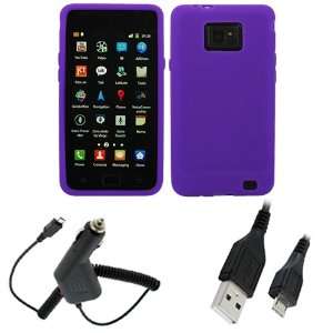  GTMax Purple Silicone Skin Cover Case+Car Charger+Sync USB 