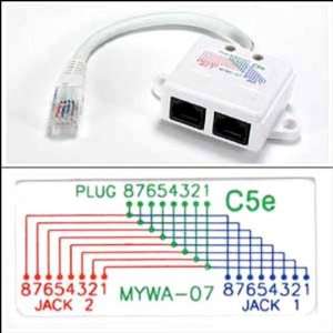   Cable, 10/100 BaseT 1P/2J 07 Wiring Splitter, Pigtail Type